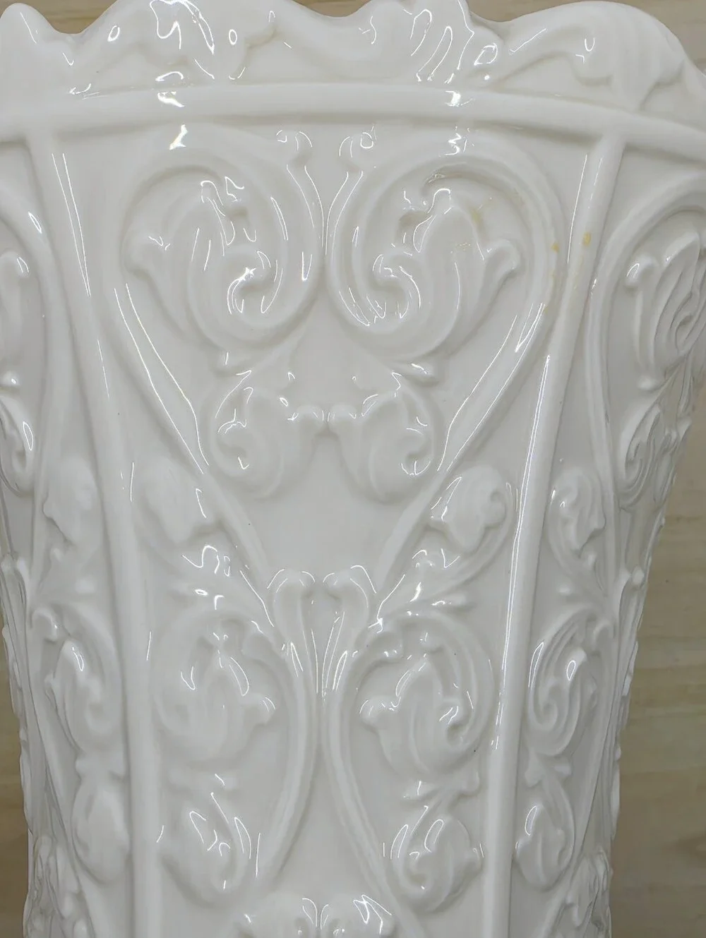Lenox Wentworth Collection Vase Large Cream Embossed Vines USA Retired Porcelain